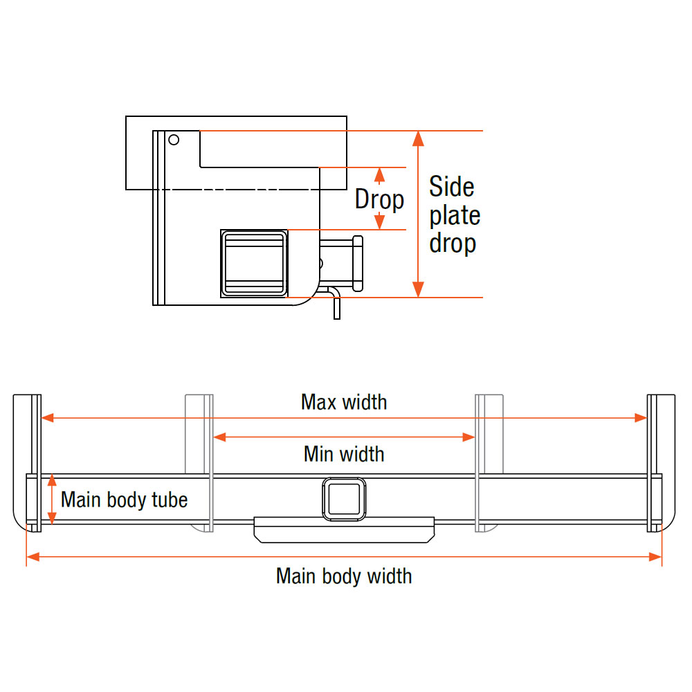 (image for) Universal Weld-On 2.5" Receiver Trailer Hitch 44" Width 3 1/4" Drop #15923