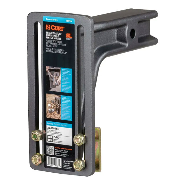 (image for) Securelatch Adjustable Pintle Mount, 2" Shank, 7 1/4"" Long, 20K #48016